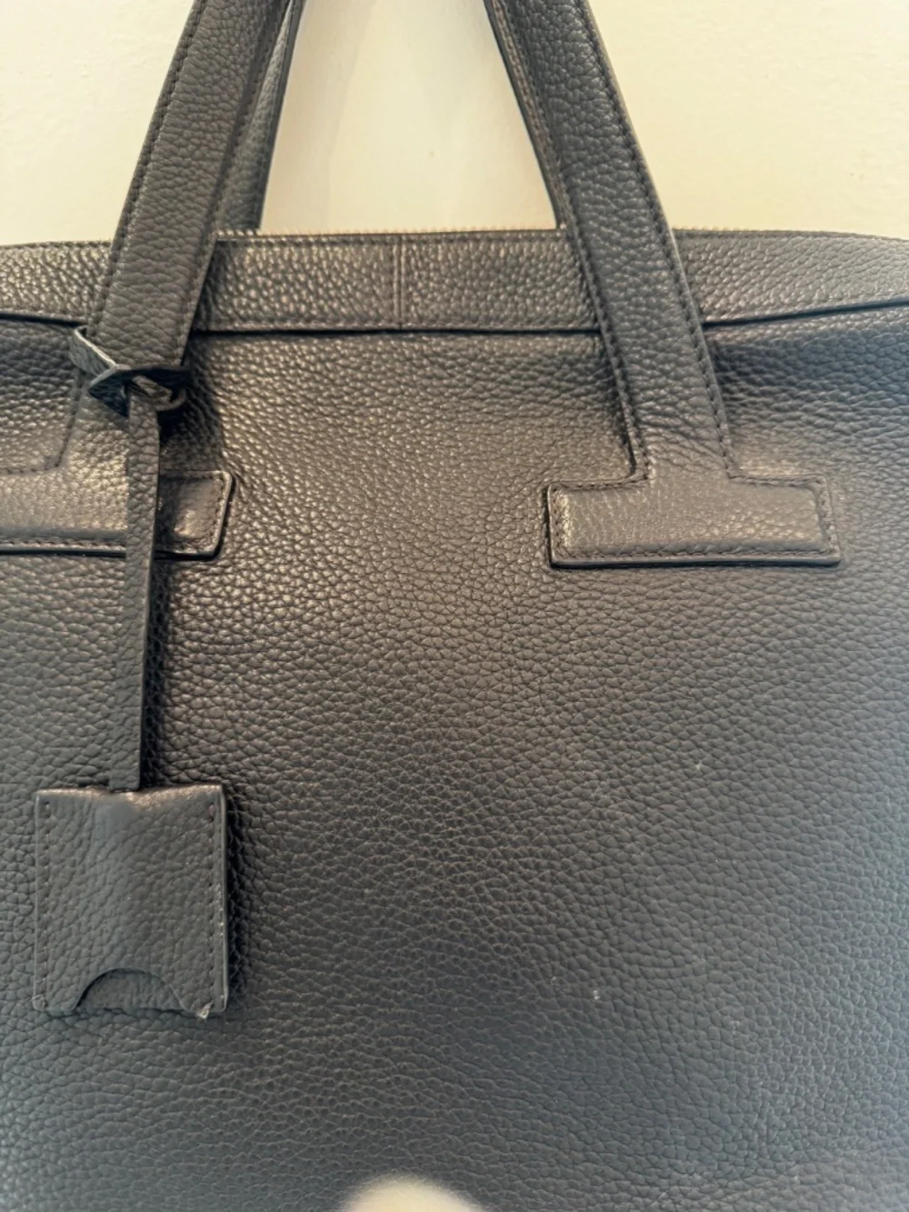 TOM FORD BLACK LEATHER PEBBLED ATTACHÉ BRIEFCASE